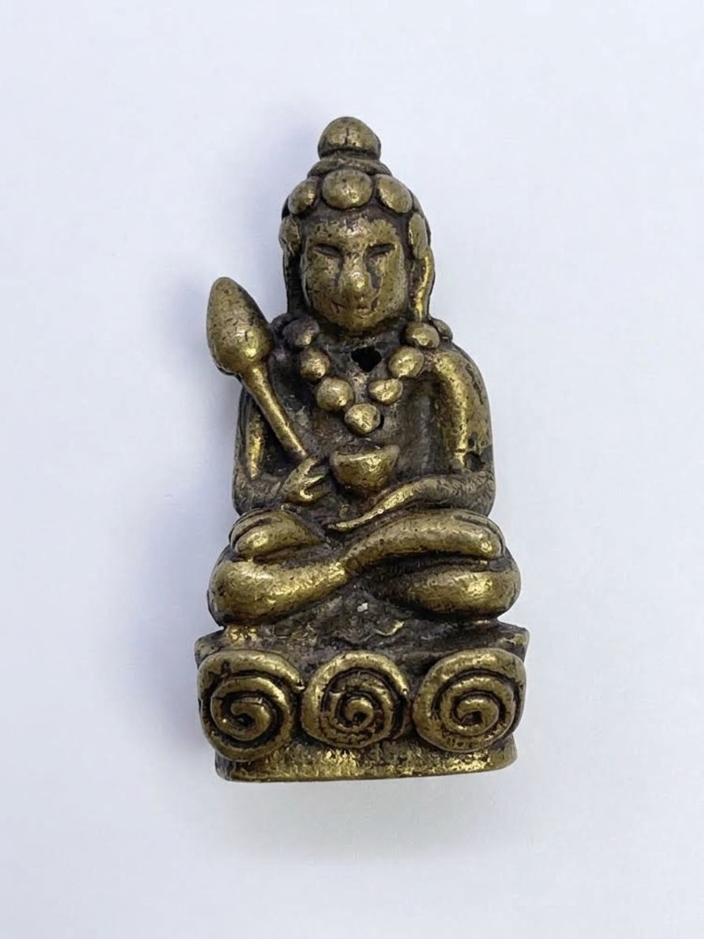 Vintage Brass Thai Phra Upakut Buddha Amulet Figurine | 1.5” Protection & Wealth